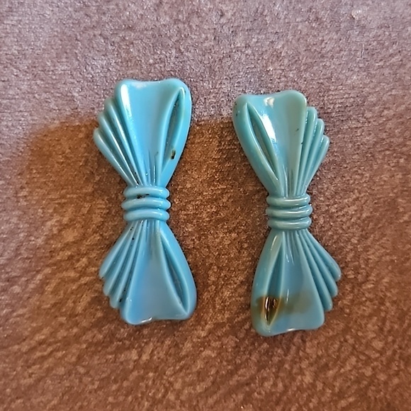 3/$30 VTG GOODY 1950s-1960s Teal Coquette Bow Barrettes - Picture 3 of 6